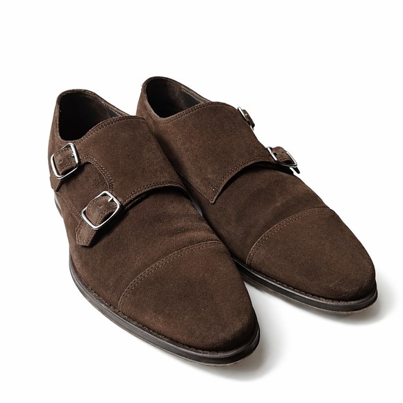 Suitsupply Other - SUITSUPPLY Cap Toe Monk Strap Suede Dress Shoes Sz 7 Chocolate Brown Classic EUC